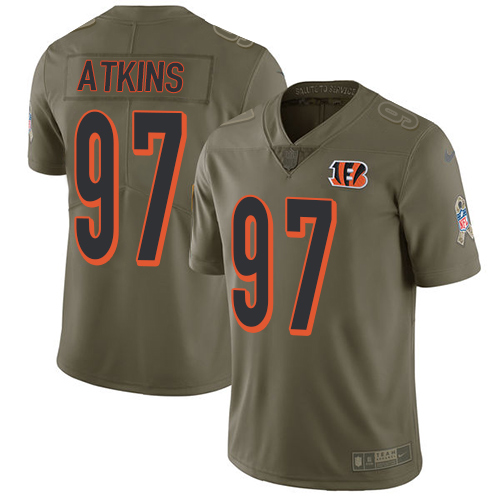 Nike Bengals #97 Geno Atkins Olive Men's Stitched NFL Limited Salute To Service Jersey - Click Image to Close